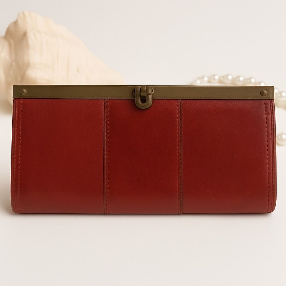 Fossil Burgundy Leather Continental Wallet Clutch - Picture 4 of 12